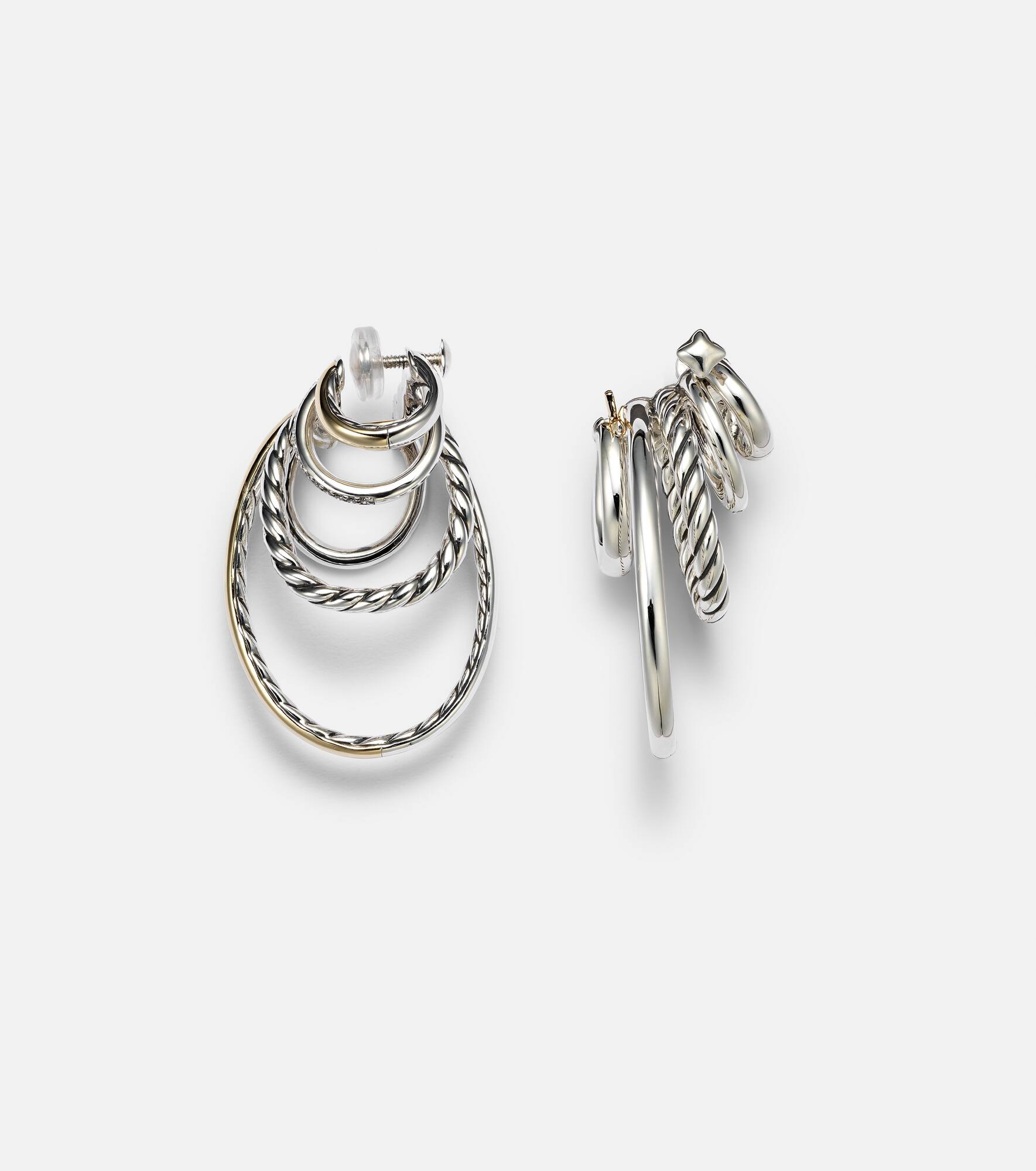 DY Mercer® 18kt gold and silver earrings with diamonds - 4
