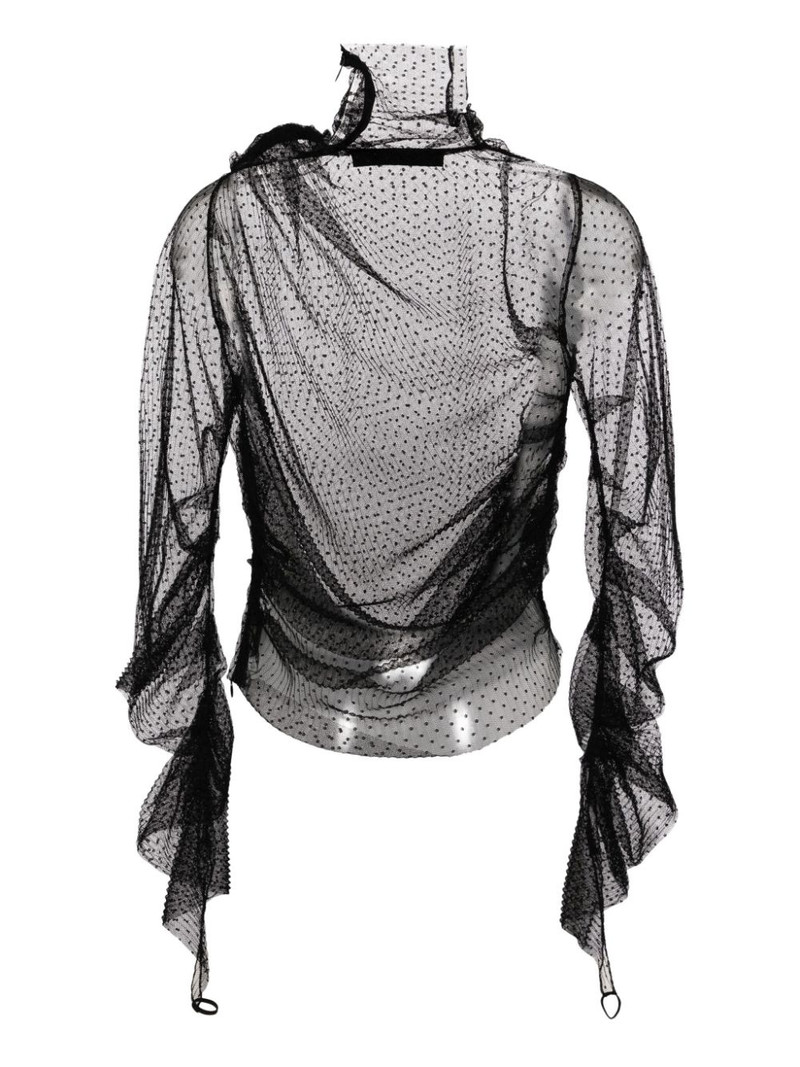 ALAINPAUL point-d'esprit tulle top outlook