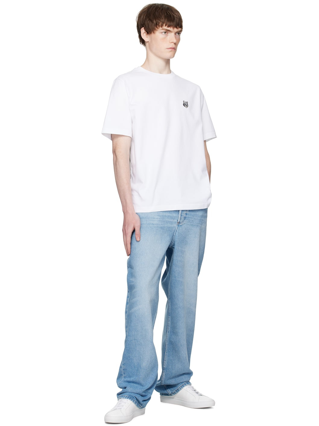 White Bold Fox Head Patch Oversize T-shirt - 4