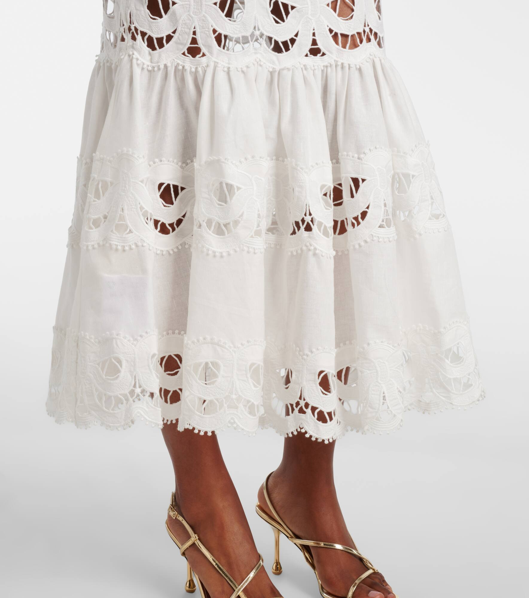 Lace-trimmed linen and cotton midi dress - 5
