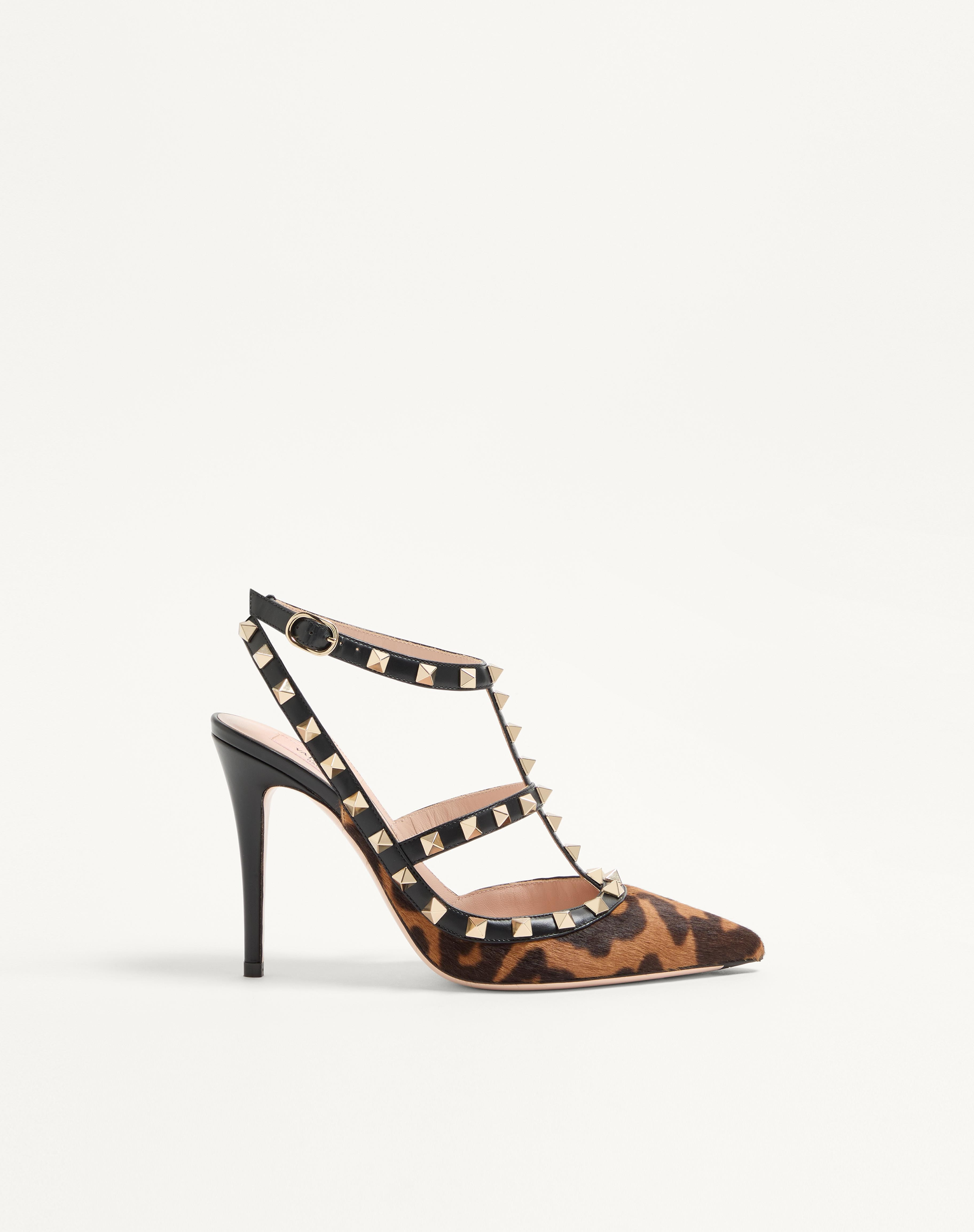 ROCKSTUD PUMPS WITH STRAPS IN PONY-EFFECT CALFSKIN 100MM - 1