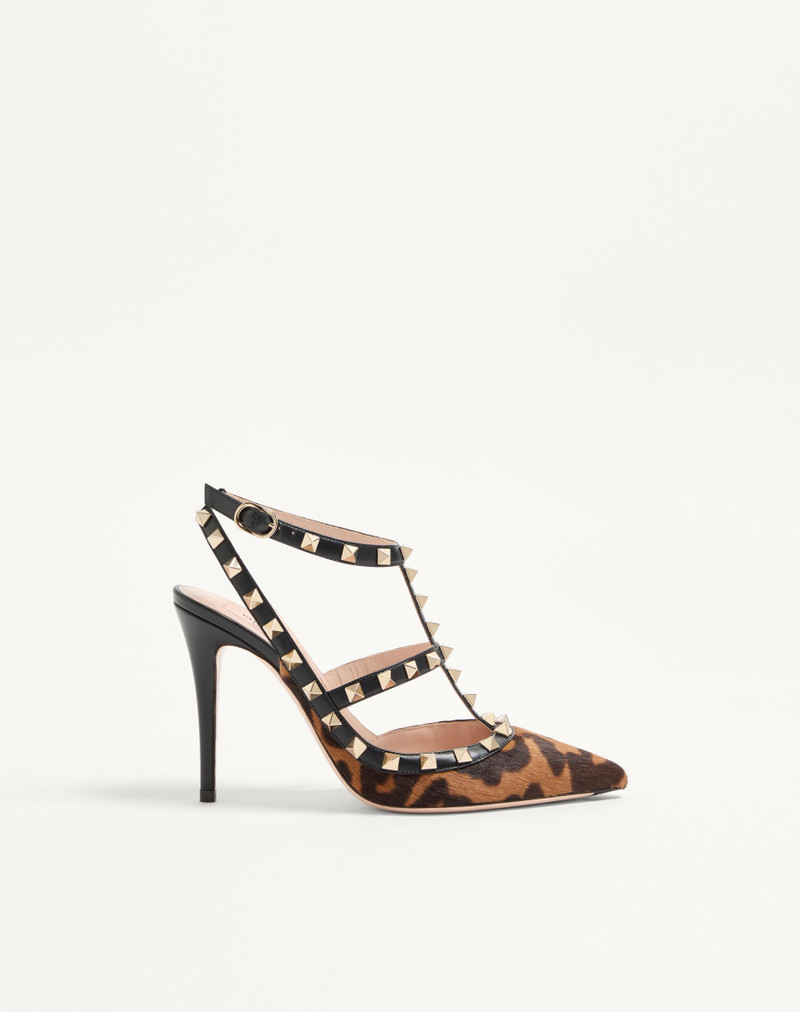 ROCKSTUD PUMPS WITH STRAPS IN PONY-EFFECT CALFSKIN 100MM 1