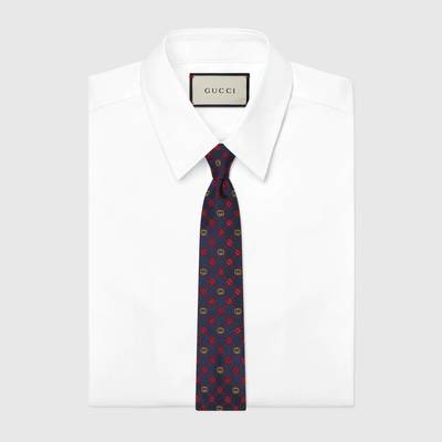 GUCCI Interlocking G and clover silk tie outlook