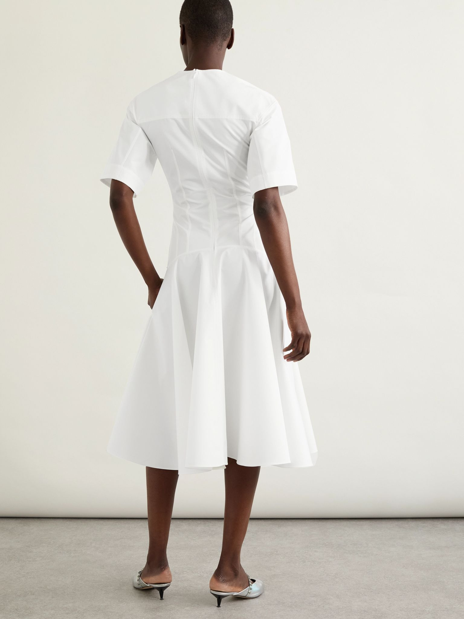 Day organic cotton-poplin midi dress White - 3