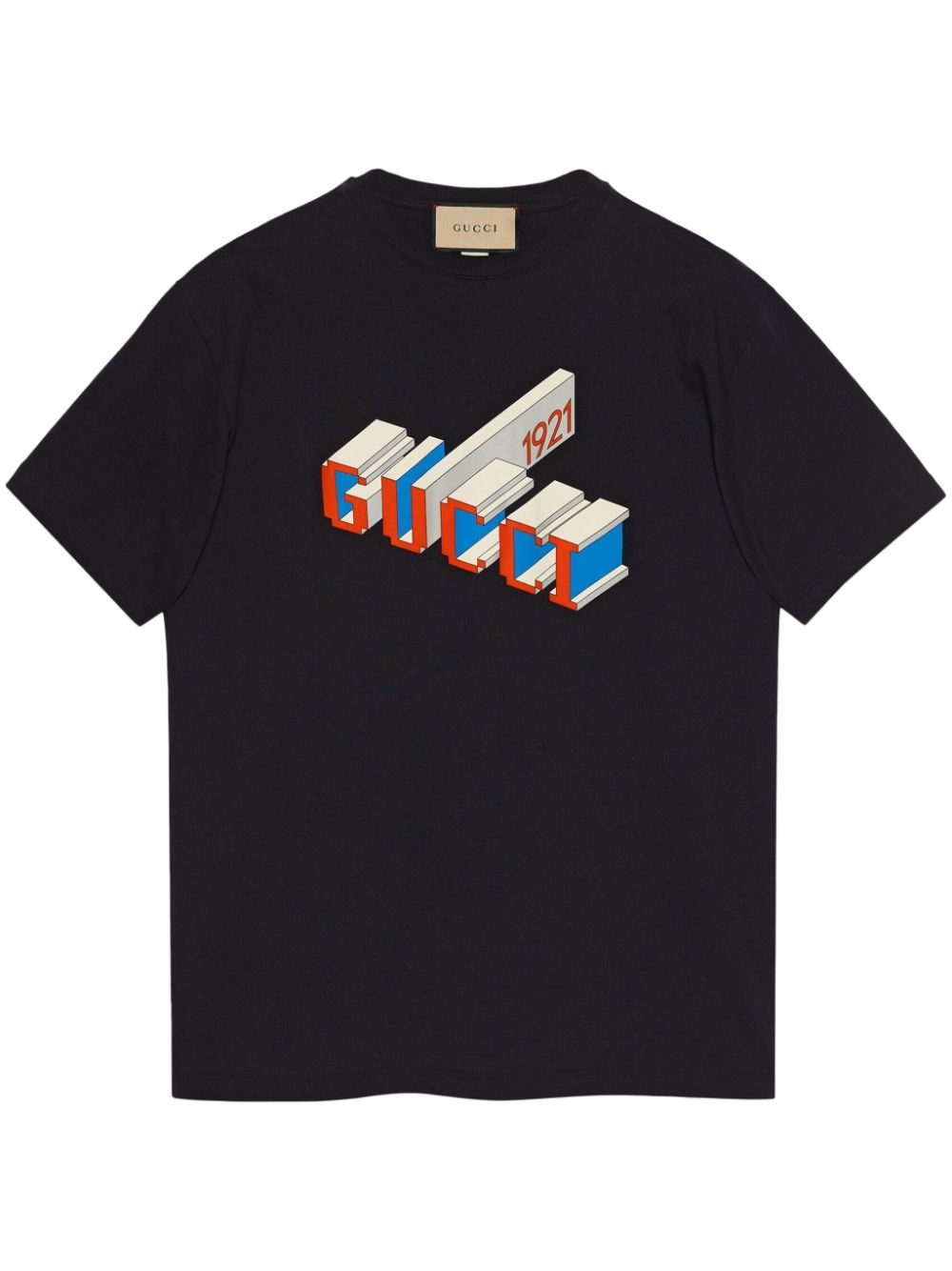 【GUCCI】1921 Interlocking Print Cotton Short-Sleeve T-Shirt GUCCI 3D Gucci 1921-print T-shirt | farfetch | REVERSIBLE