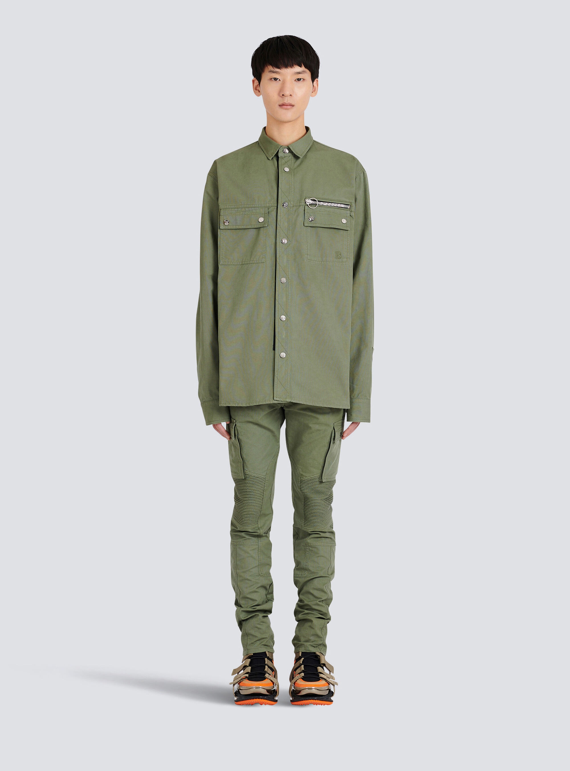 Cotton shirt with embroidered Balmain logo - 3