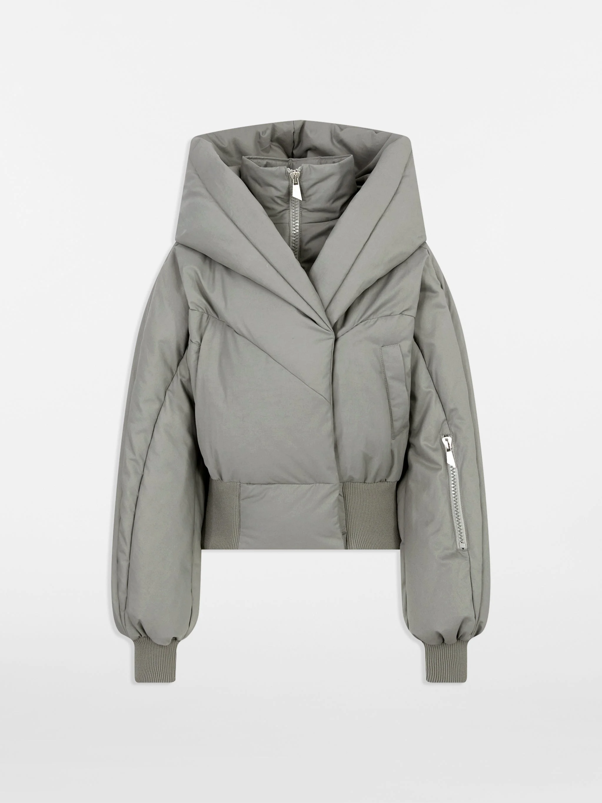 TAUPE GREY PUFFER JACKET - 1