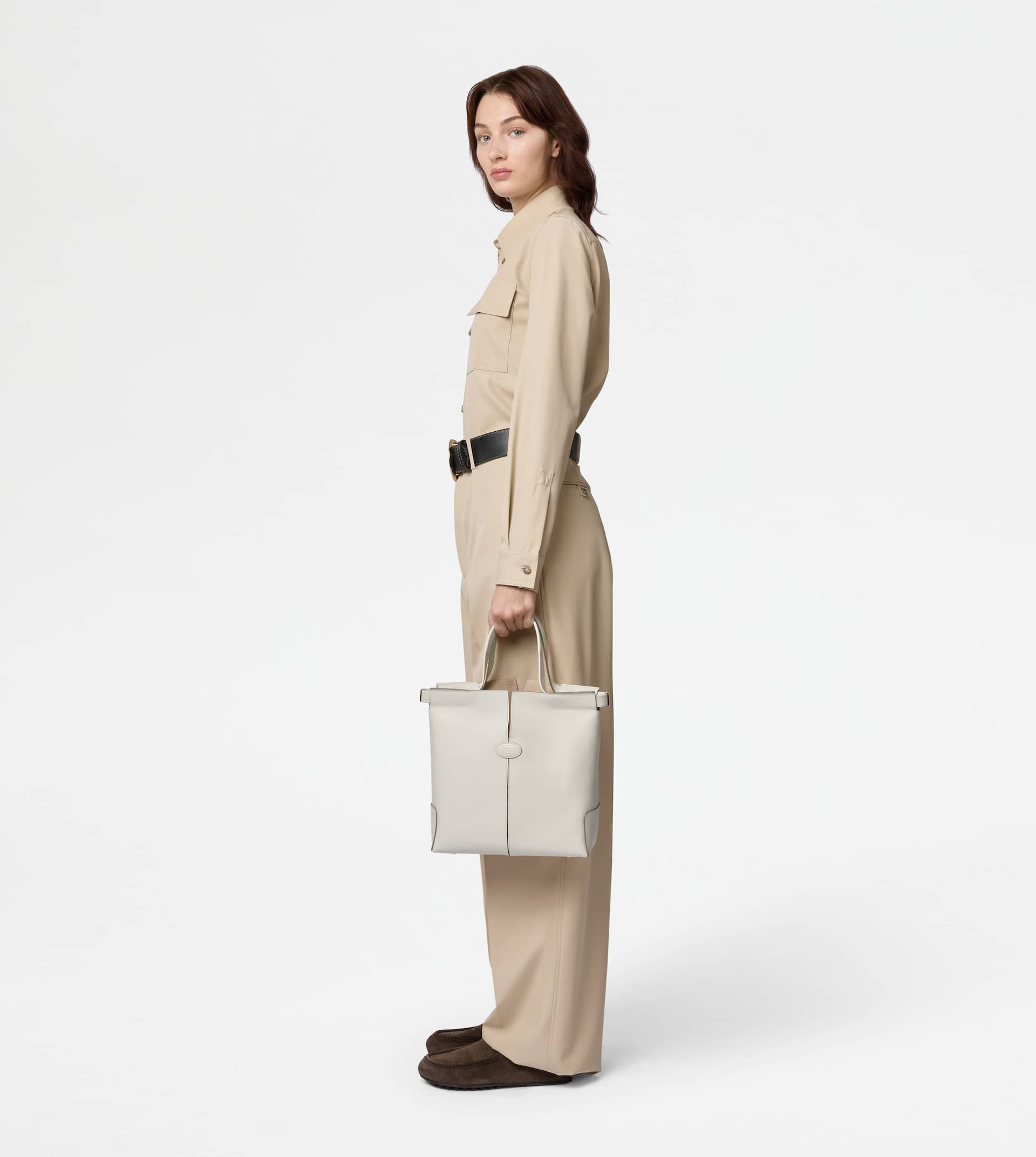 TOD'S DI BAG FOLIO IN LEATHER SMALL - OFF WHITE - 9