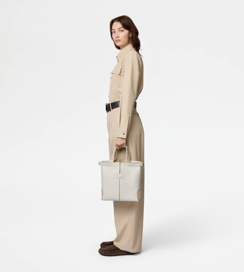 TOD'S DI BAG FOLIO IN LEATHER SMALL - OFF WHITE 9
