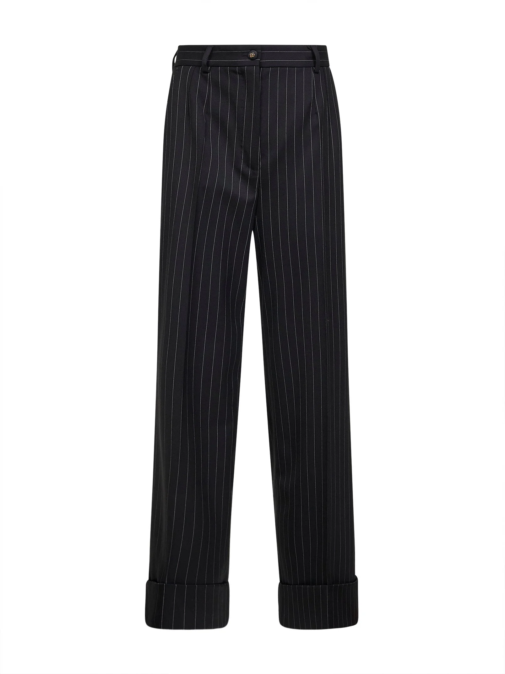 Dolce & Gabbana Women Black Two-Way Stretch Twill Pinstriped Trousers - 1