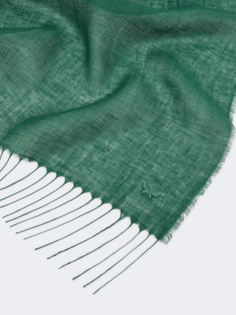 SIONBIO Linen stole with fringes - SAGE GREEN 3