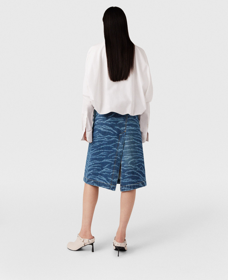 Tiger Pattern Asymmetric High-Rise Midi Skirt 5