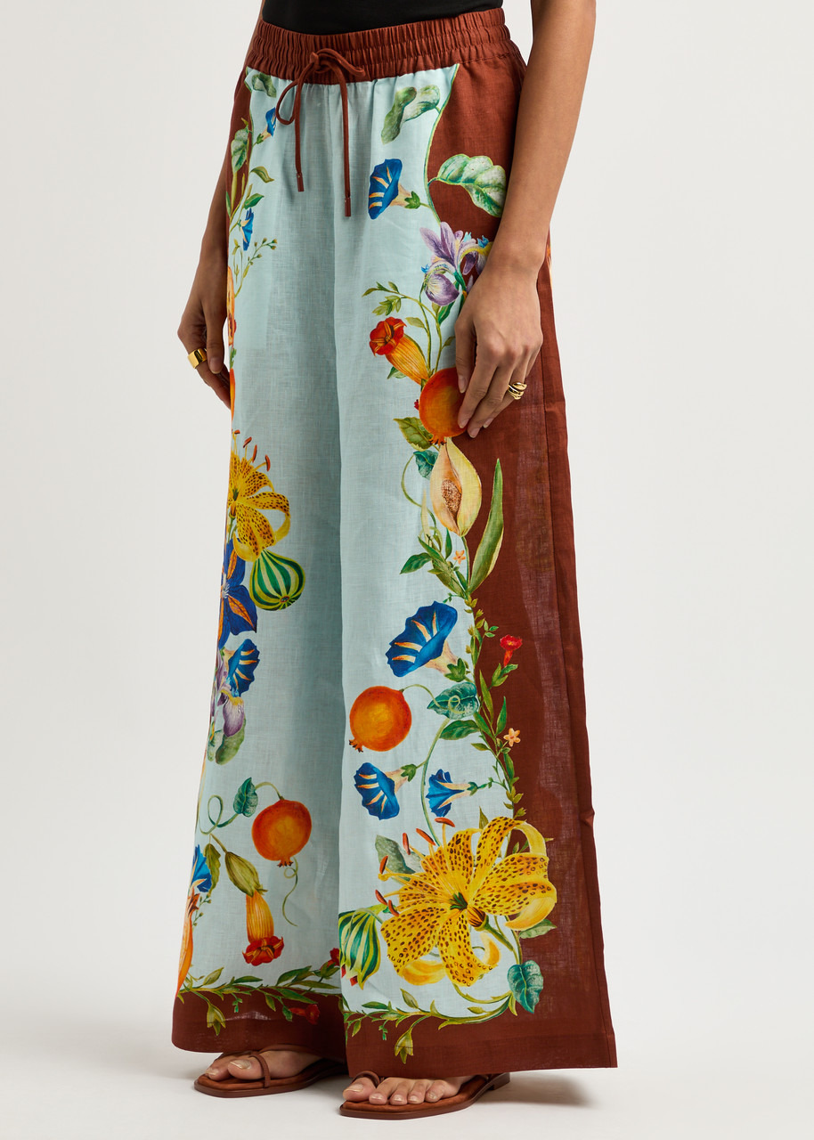 Alemais Dahlia Printed Wide-leg Flax Trousers - 2