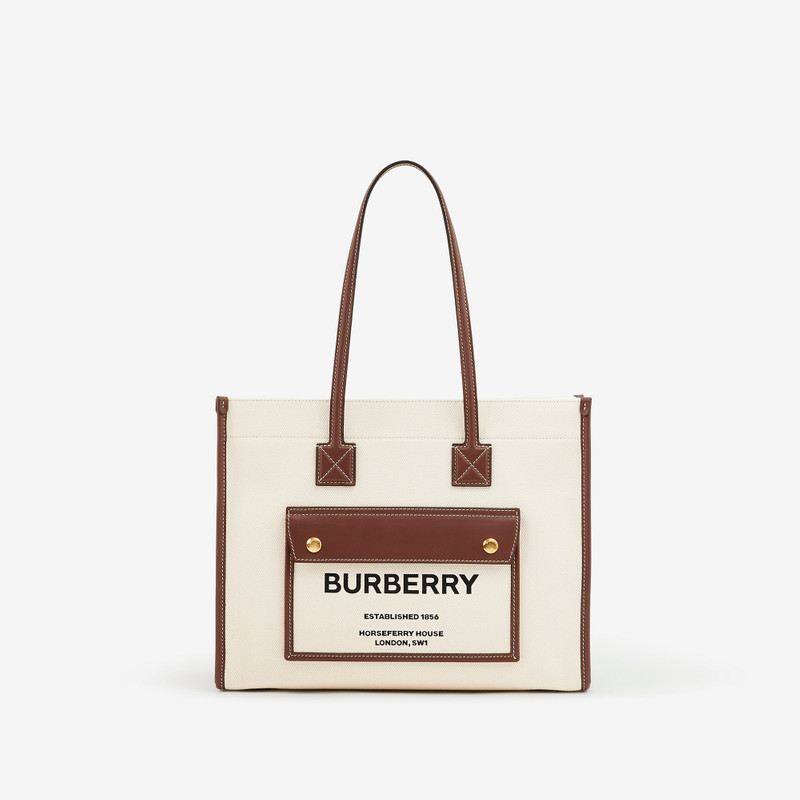 Medium Two-tone Canvas and Leather Freya Tote 1