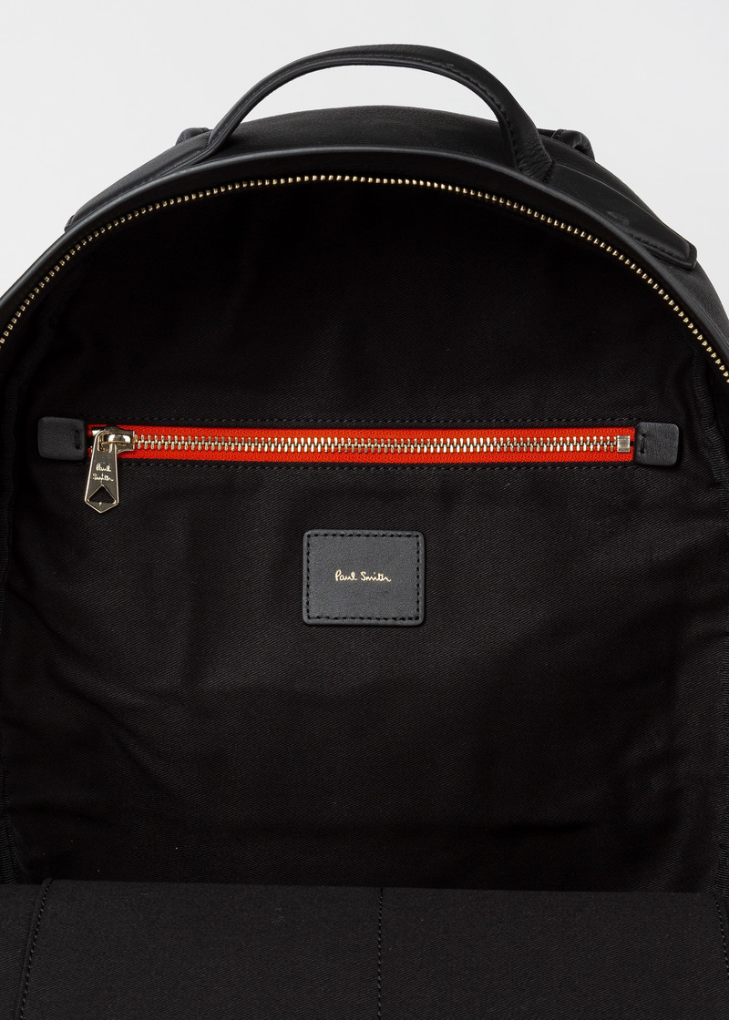 Black Leather 'Signature Stripe' Backpack 4