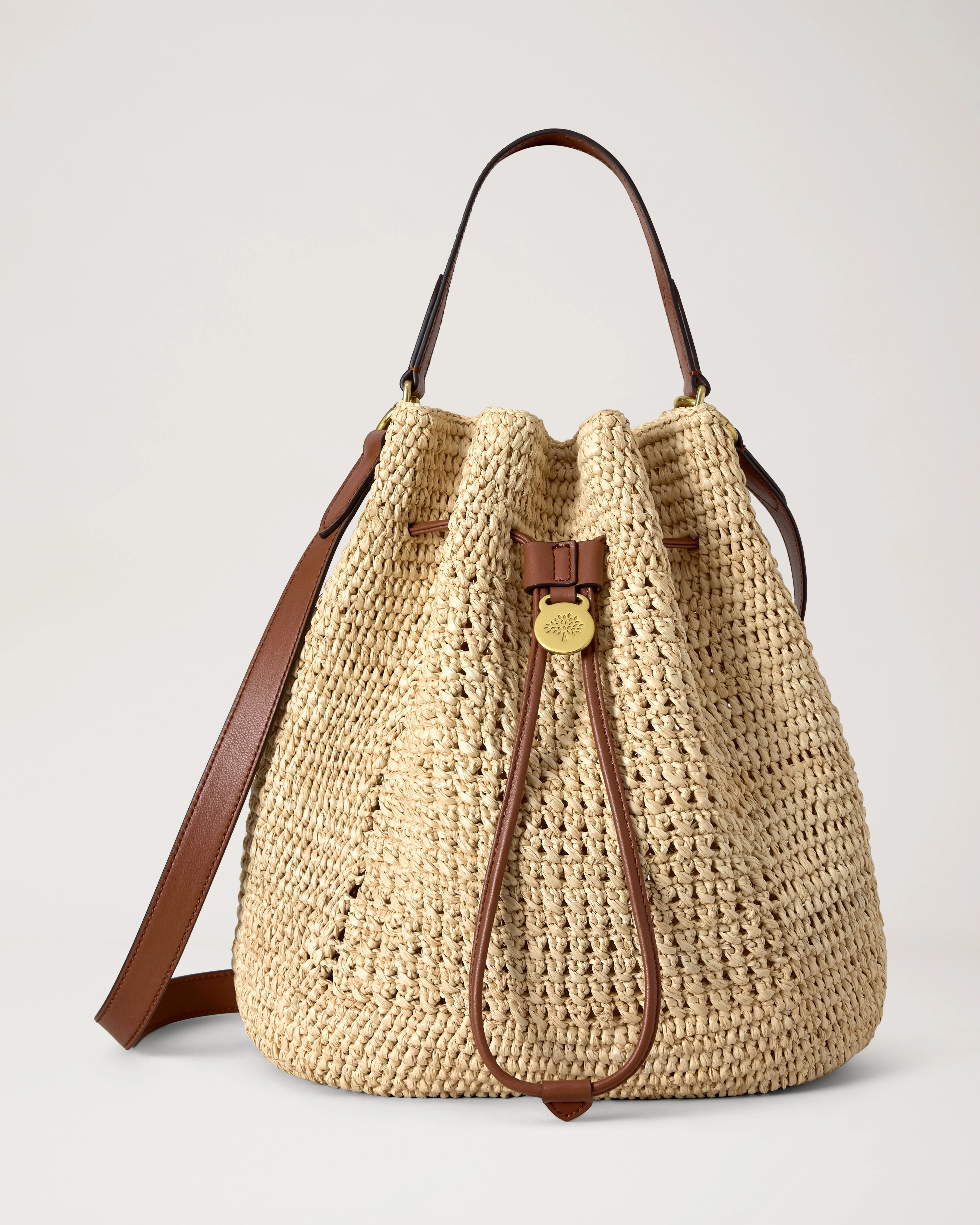 Crochet Bucket Natural Crochet Raffia - 1