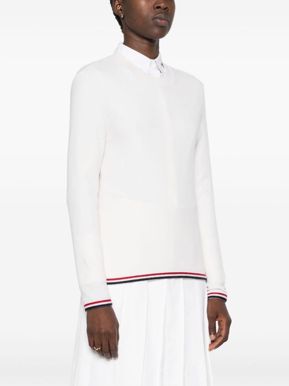 striped-border cashmere jumper - 3