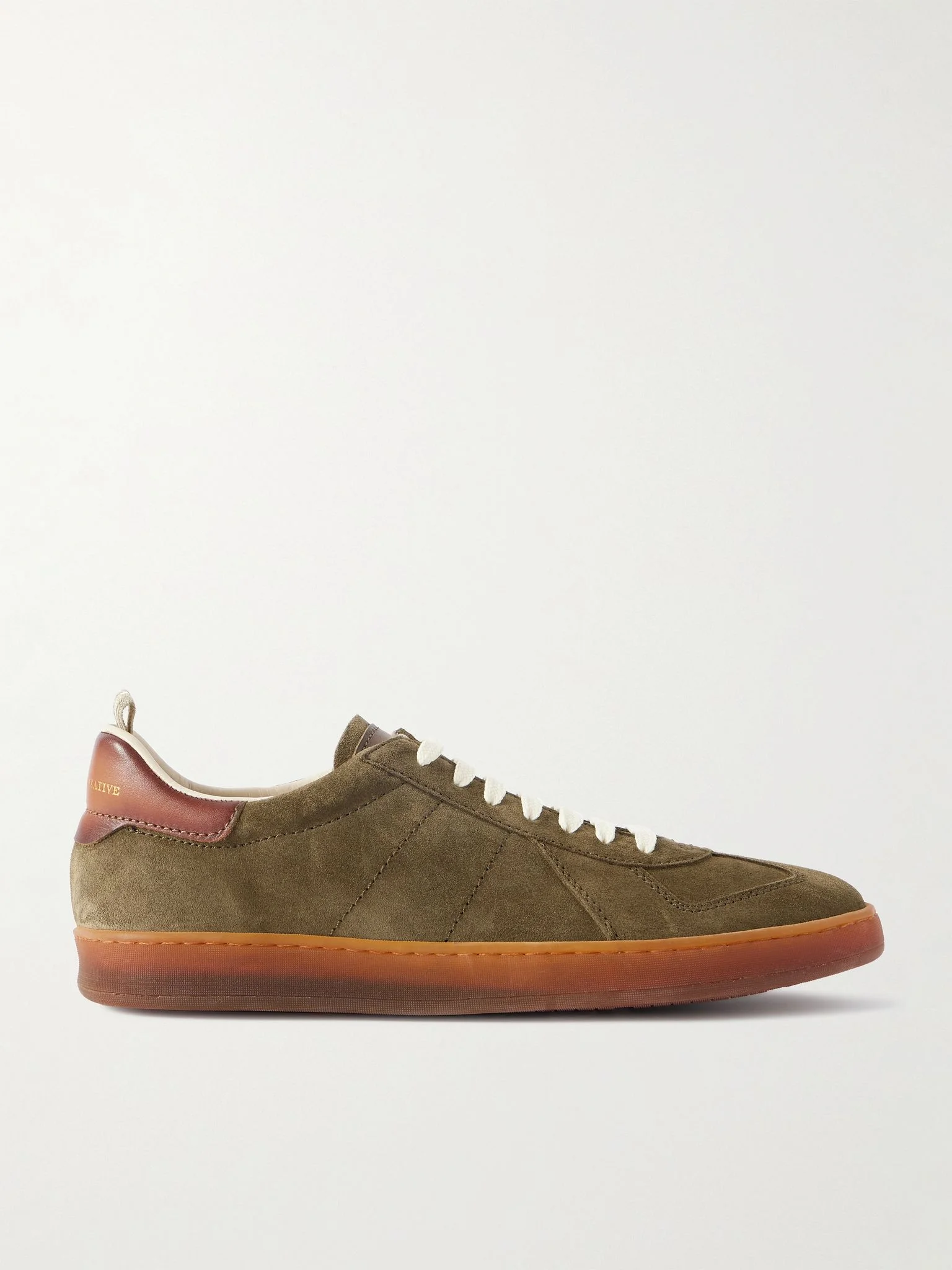 Militia 002 Leather-Trimmed Suede Sneakers Green - 1
