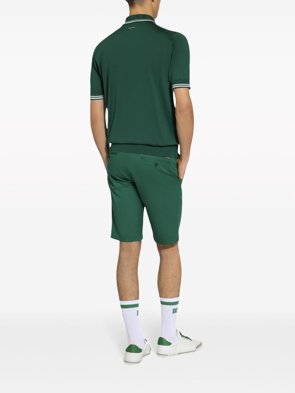 striped-border silk polo shirt - 4