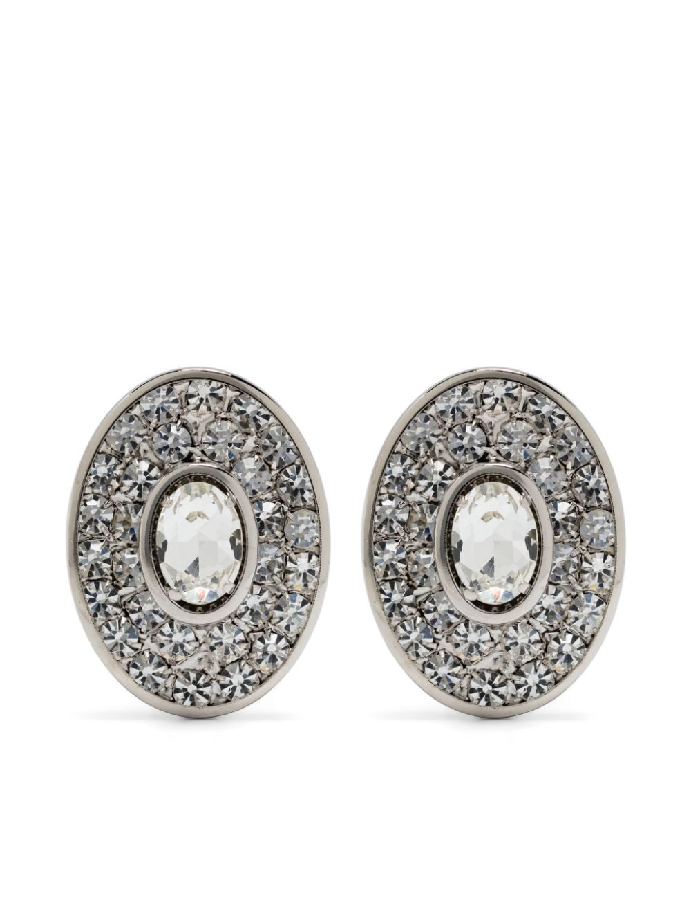 crystal-embellished clip-on earrings - 1