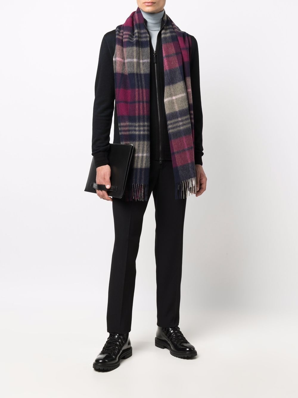 plaid-check scarf - 2