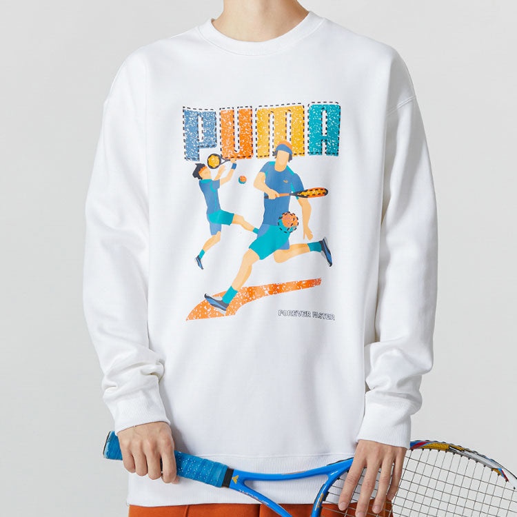 PUMA Tennis Club Graphic Long Sleeve Tee 'White' 538658-02 - 2