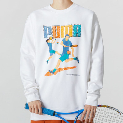 PUMA PUMA Tennis Club Graphic Long Sleeve Tee 'White' 538658-02 outlook