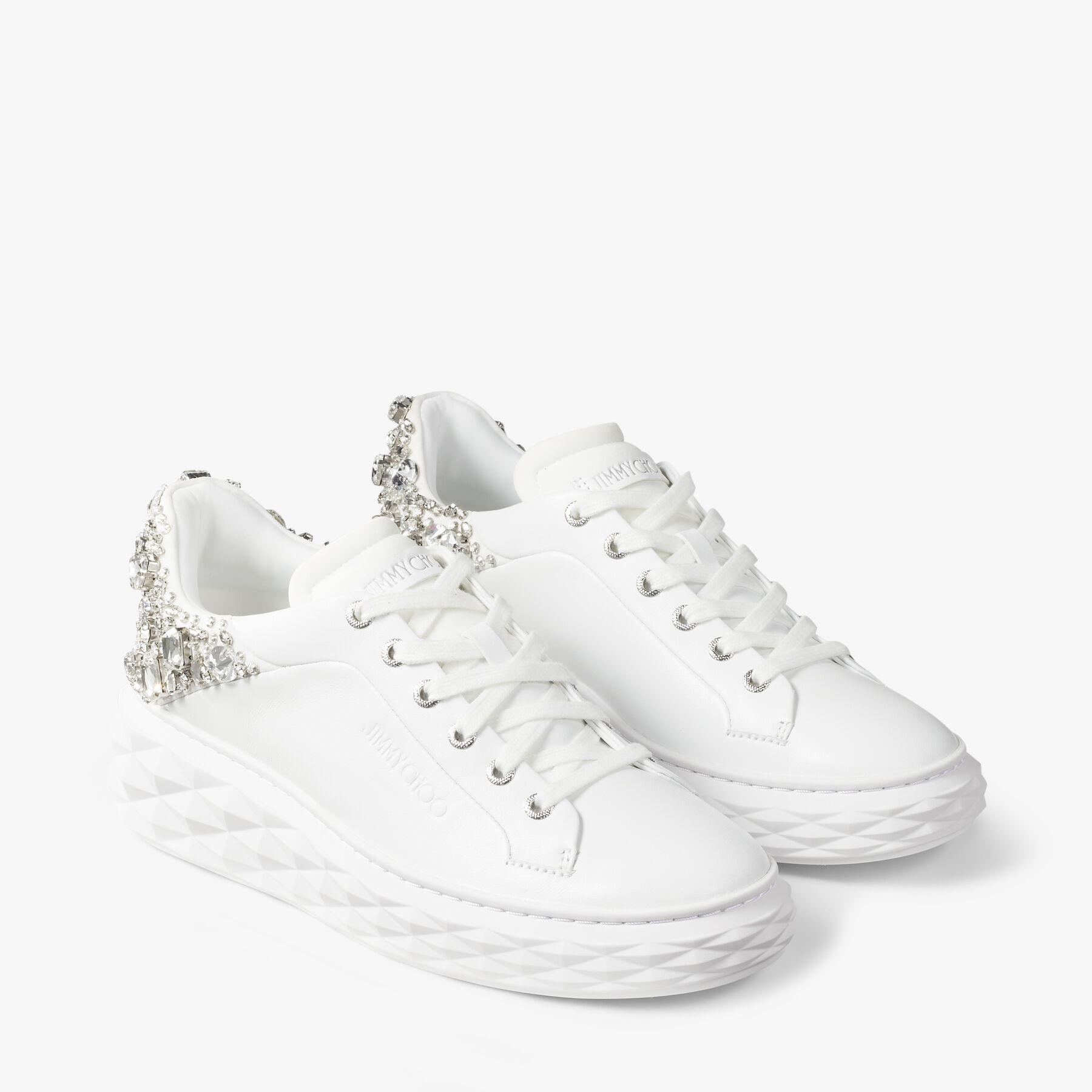 Diamond Maxi/f Ii
White and Silver Nappa Leather Trainers with Crystals - 3