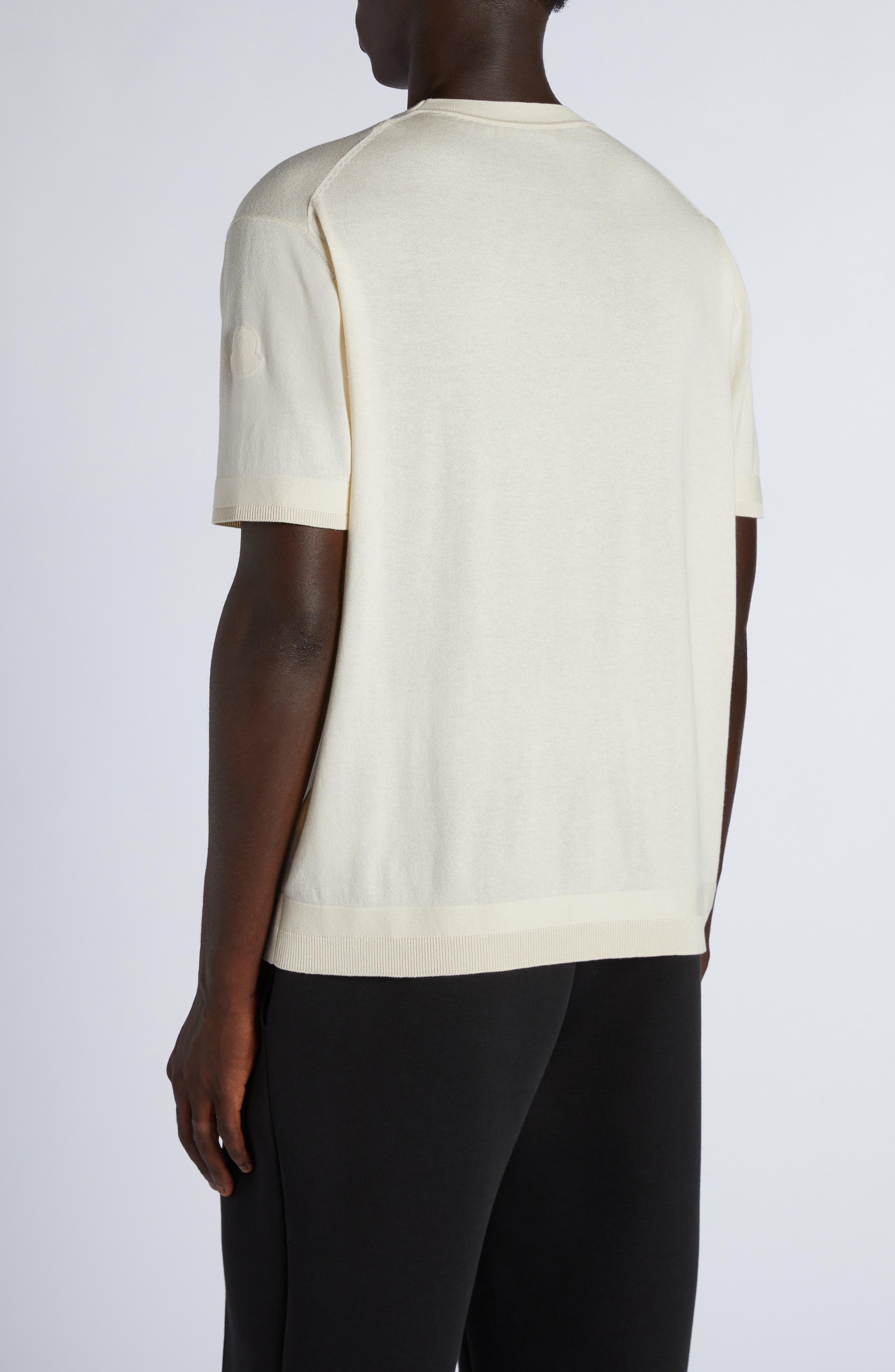 Moncler Logo Patch Silk & Cotton Crewneck Sweater in Silk White at Nordstrom - 2