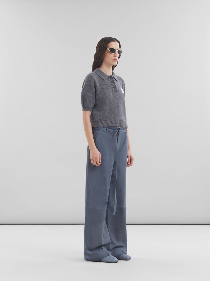 GREY SUEDE TROUSERS WITH BELT - 5