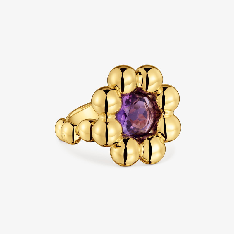 TOUS Medium flower Ring with 18K gold vermeil and amethyst Sugar Party outlook