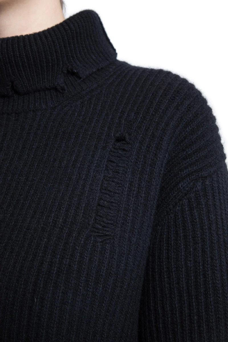 Ann Demeulemeester Tone Turtleneck Jumper In Distressed Felted Rib outlook