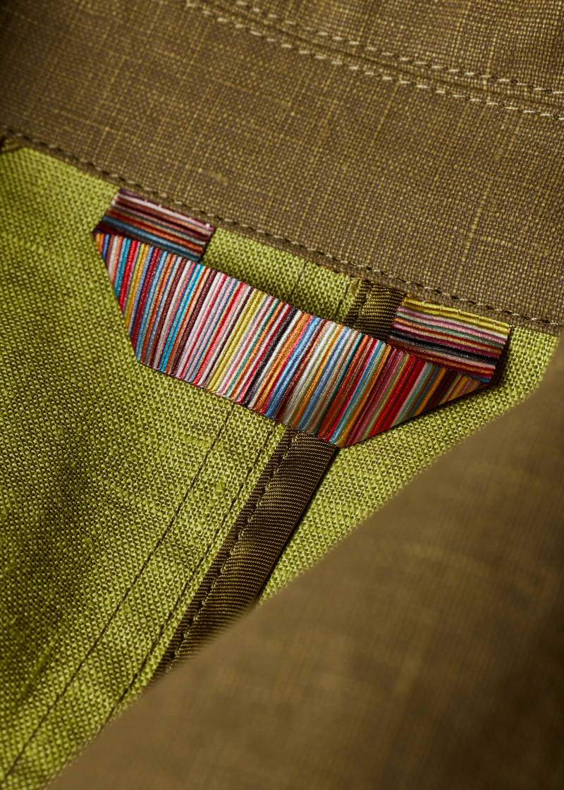 Paul Smith Women's Olive Green Linen Jacket with Contrast Cuffs outlook