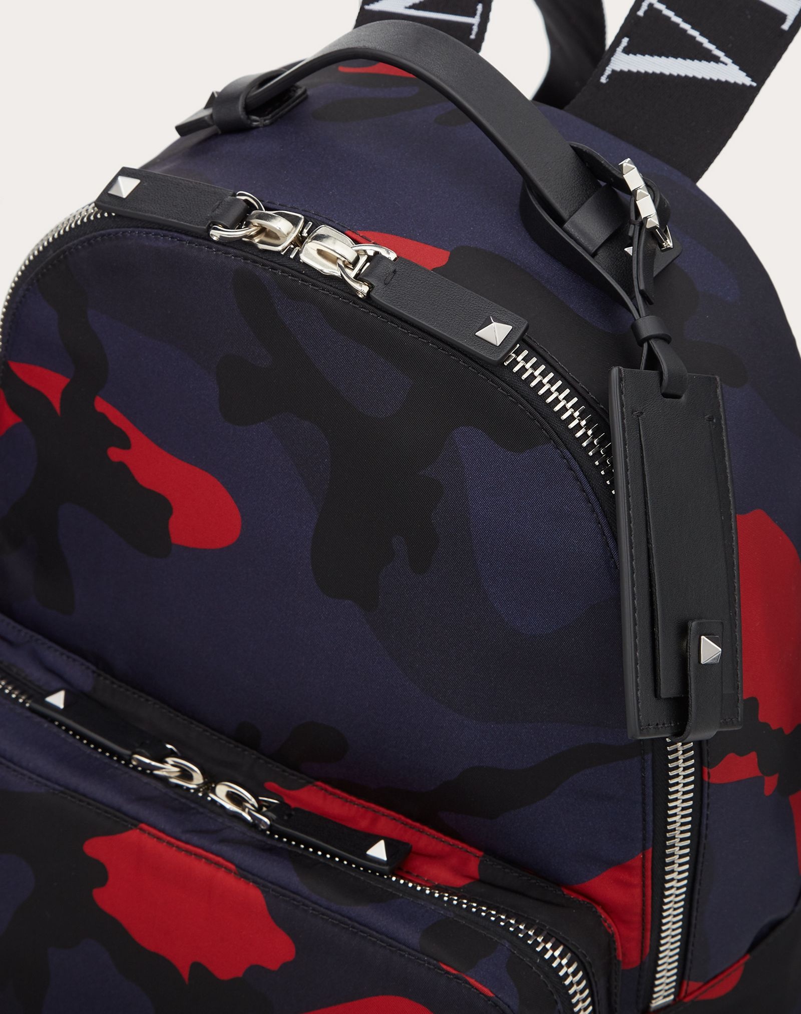 CAMOUFLAGE NYLON BACKPACK WITH VLTN RIBBON STRAPS - 5