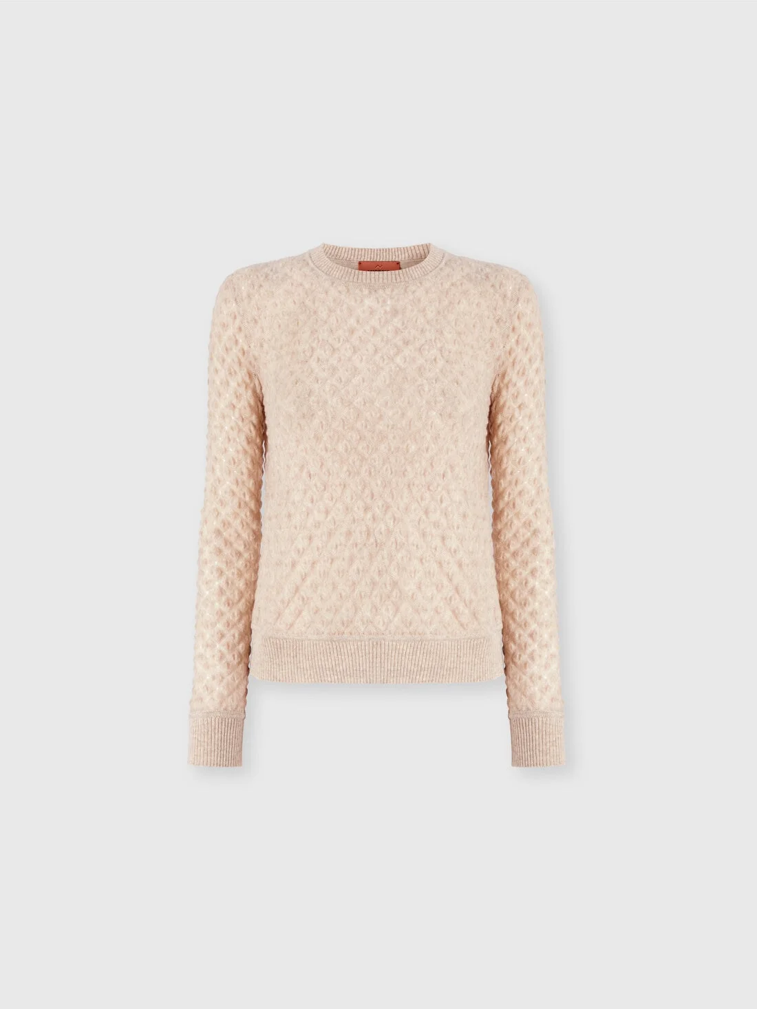 Cashmere Crewneck Sweater with Lace Pattern - 1