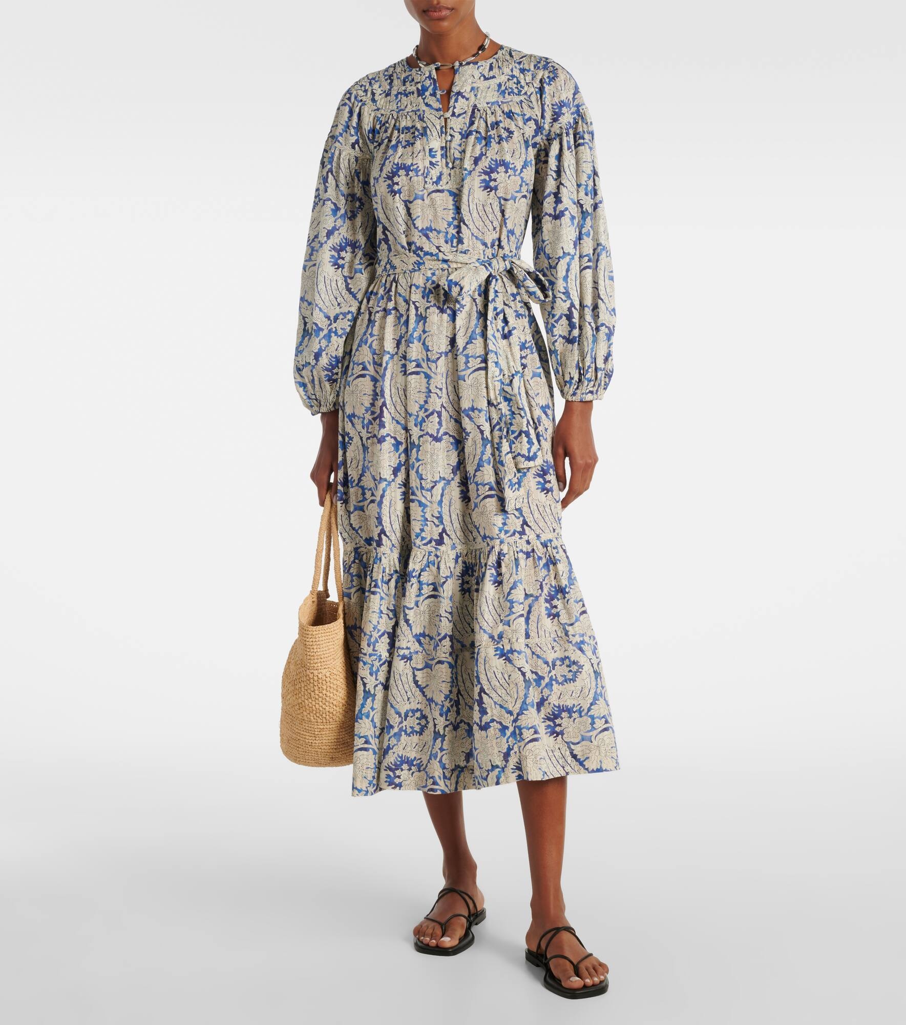 Seraphina printed cotton-blend midi dress - 2