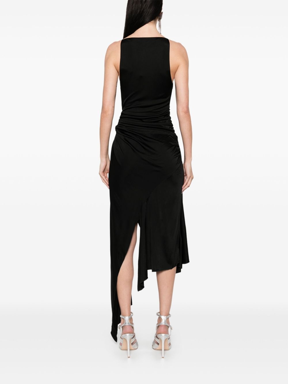 crystal-claw detailed asymmetric midi dress - 4