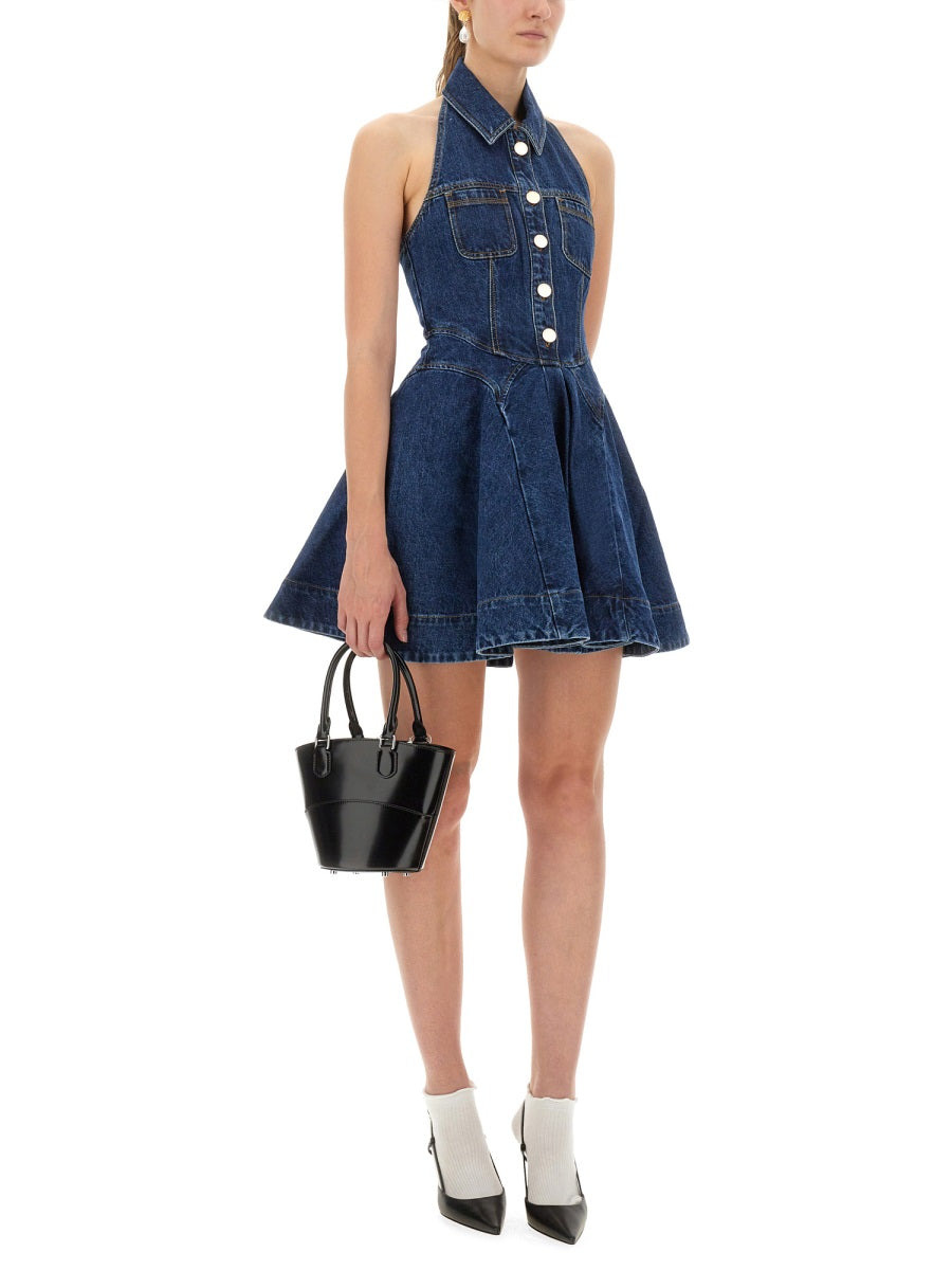 Self-Portrait Women Denim Flared Mini Dress - 2