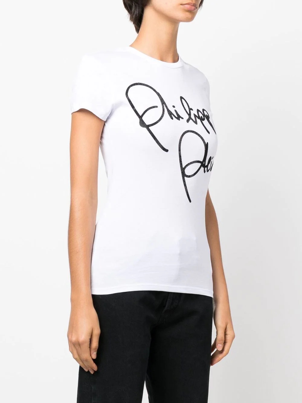 crystal-embellished script T-shirt - 3