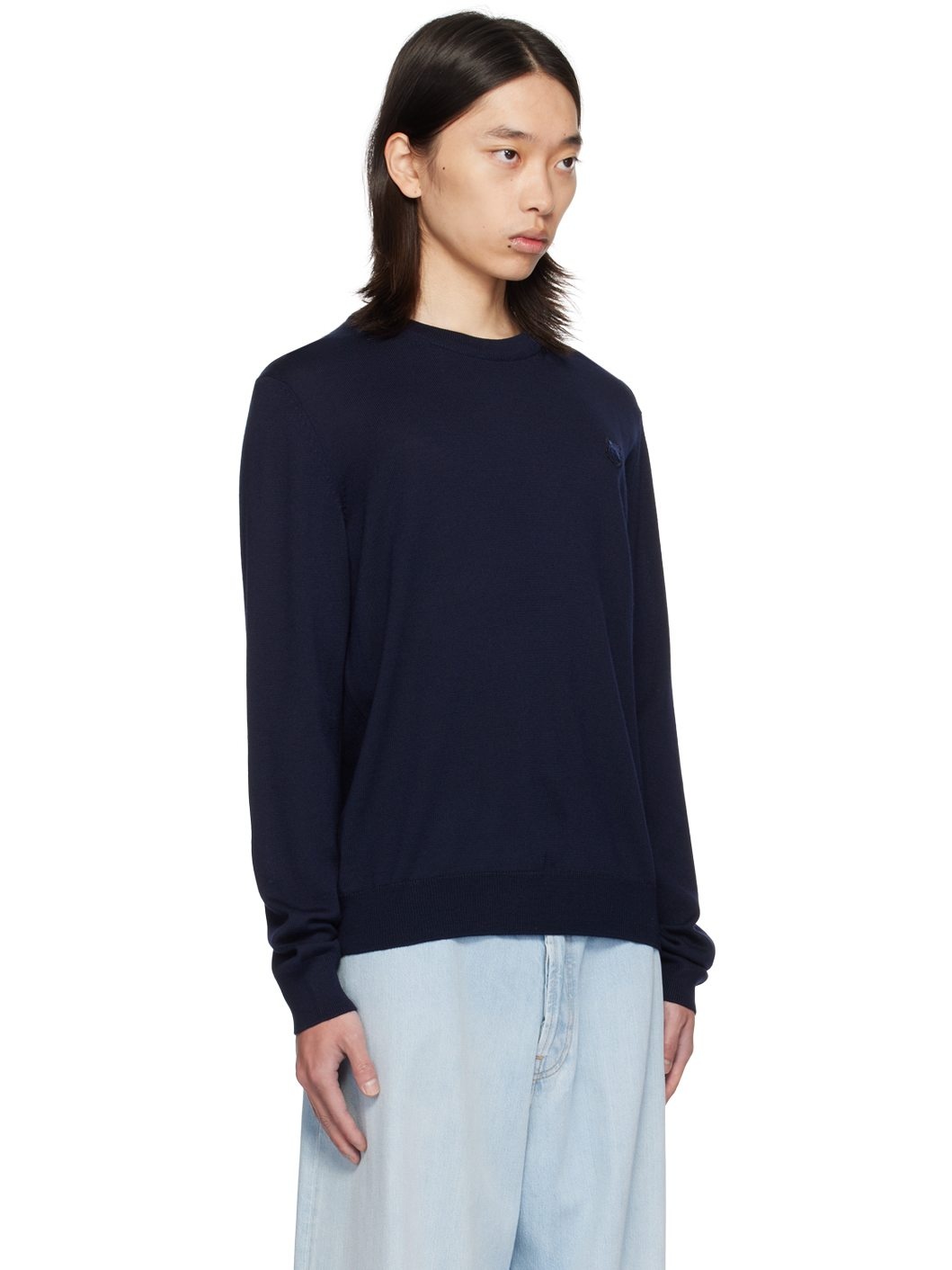 Navy Bold Fox Head Sweater - 2