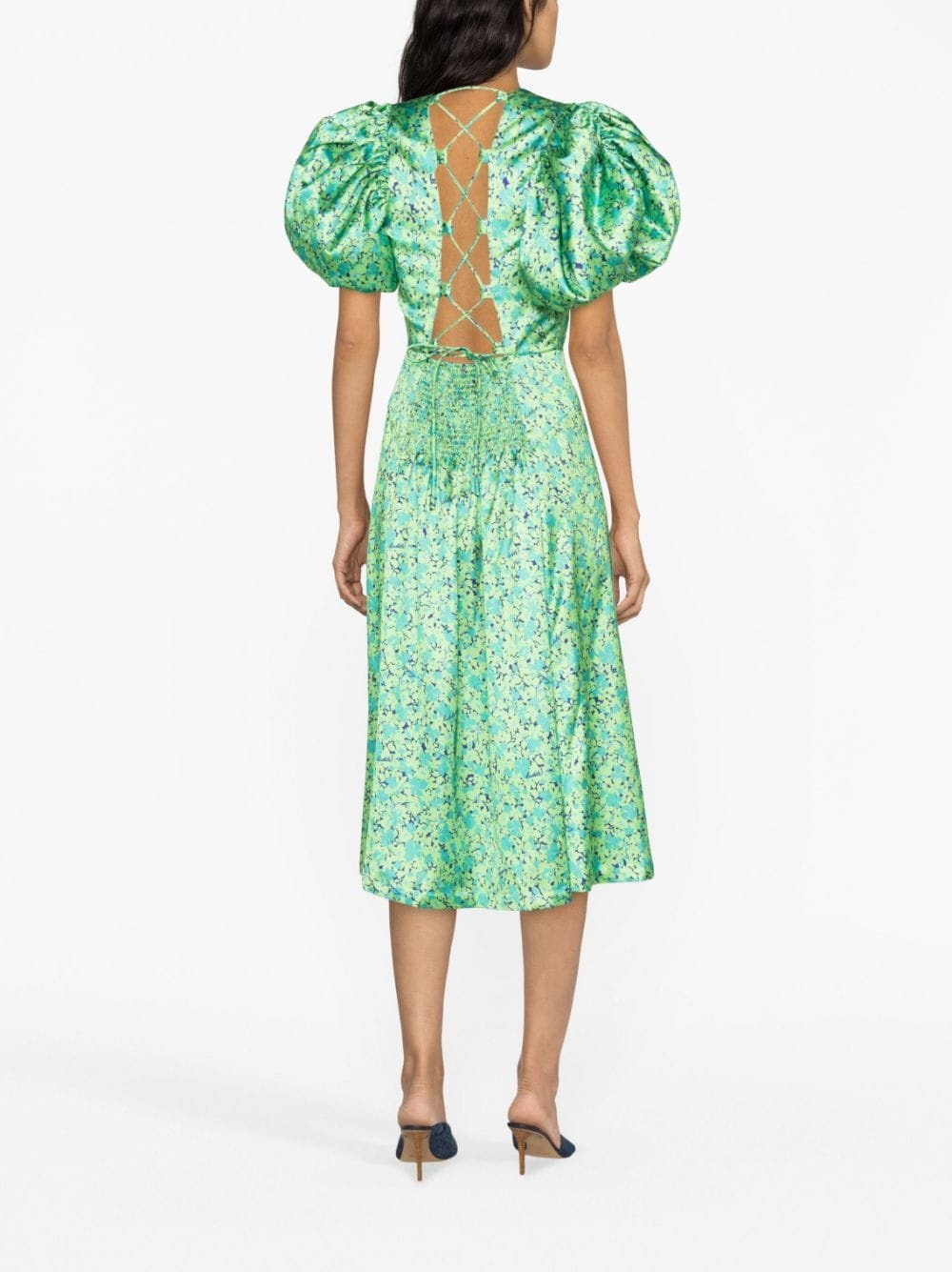 floral-print satin midi-dress - 2