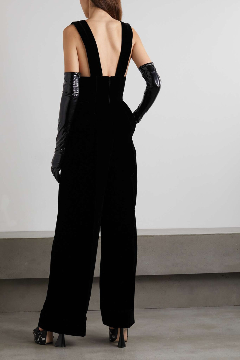 Dark Sensuality open-back embellished velvet jumpsuit 4