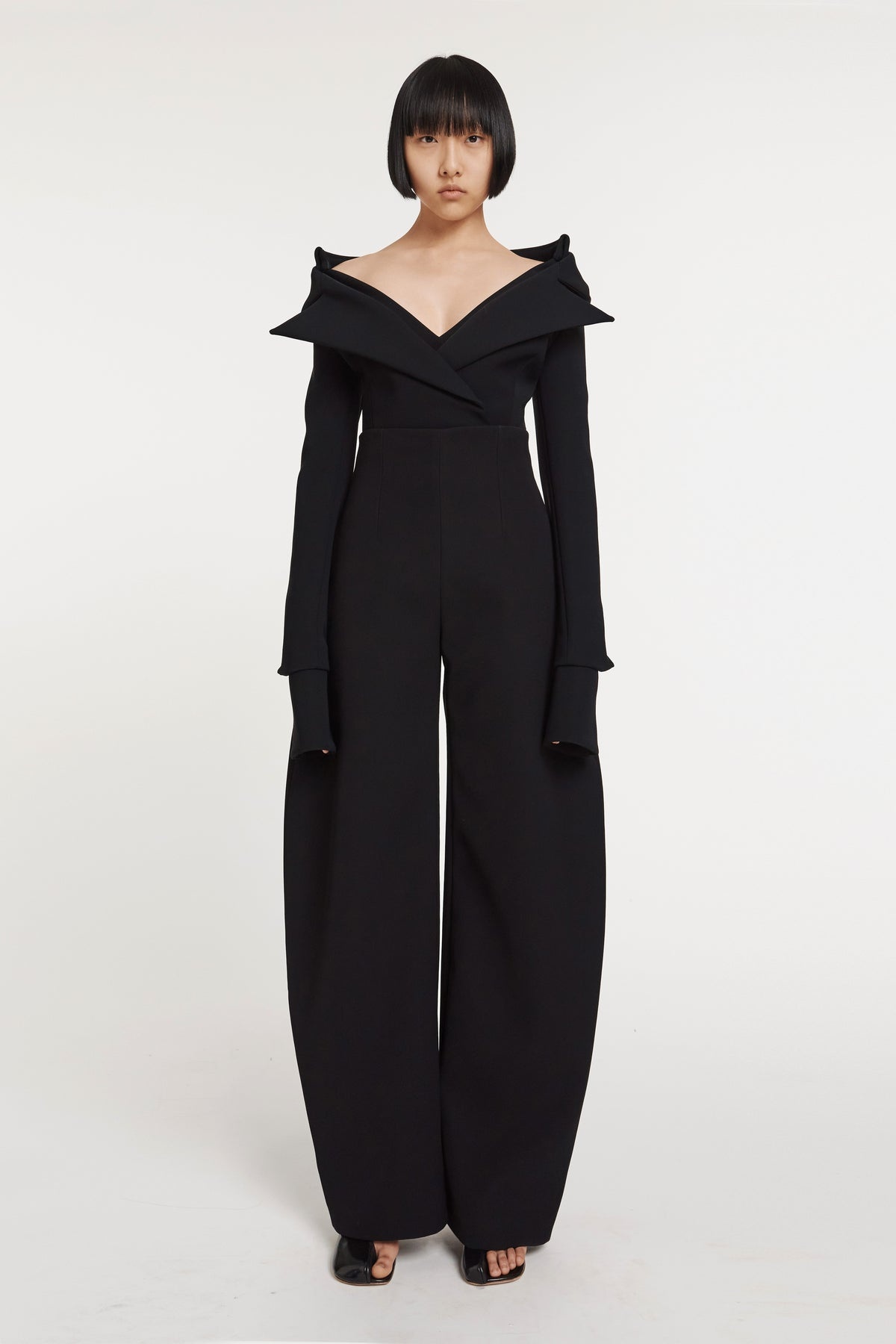 ROUNDED TAILORED TROUSERS BLACK - 12