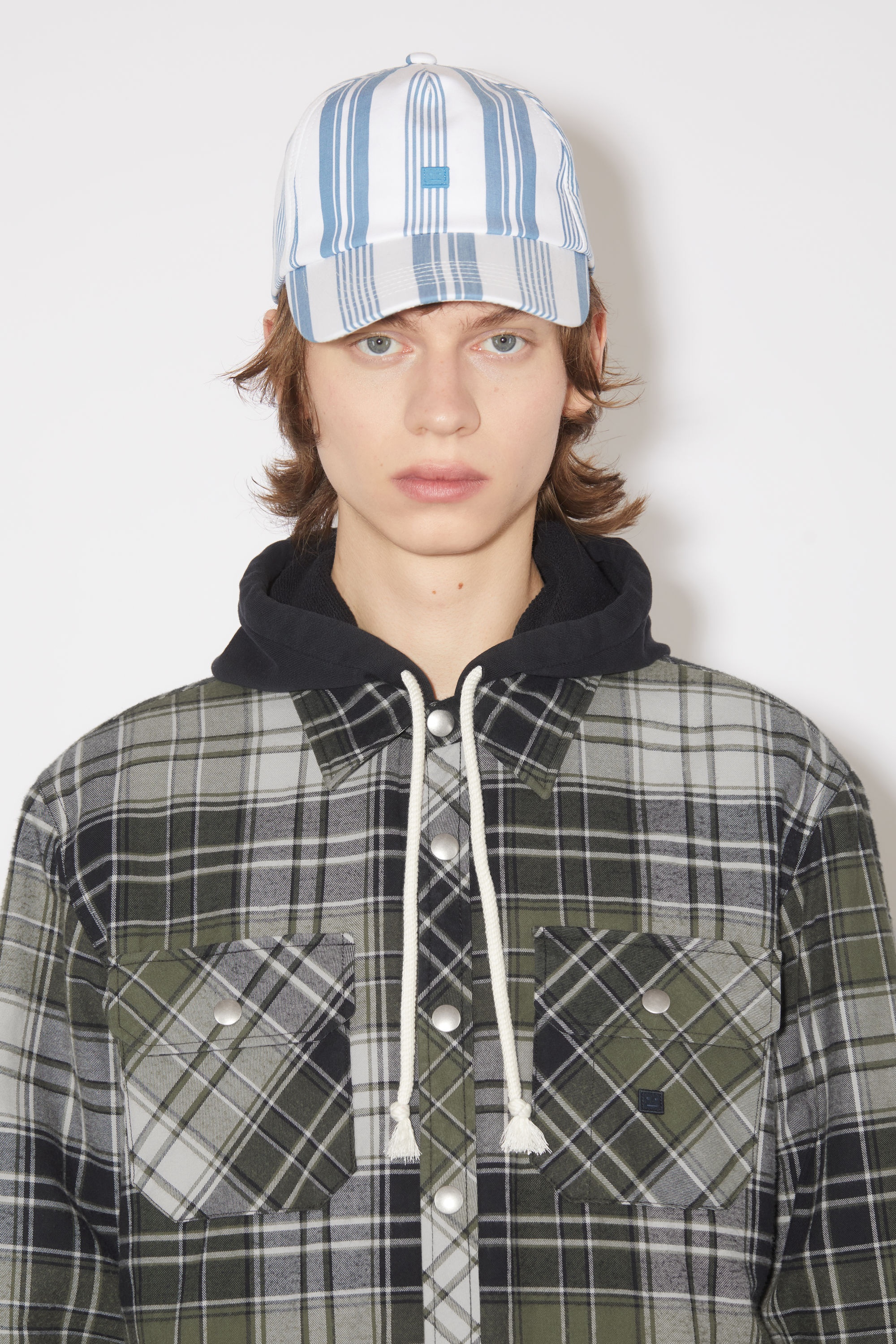 Check hooded jacket - Grey/Dark Green - 6