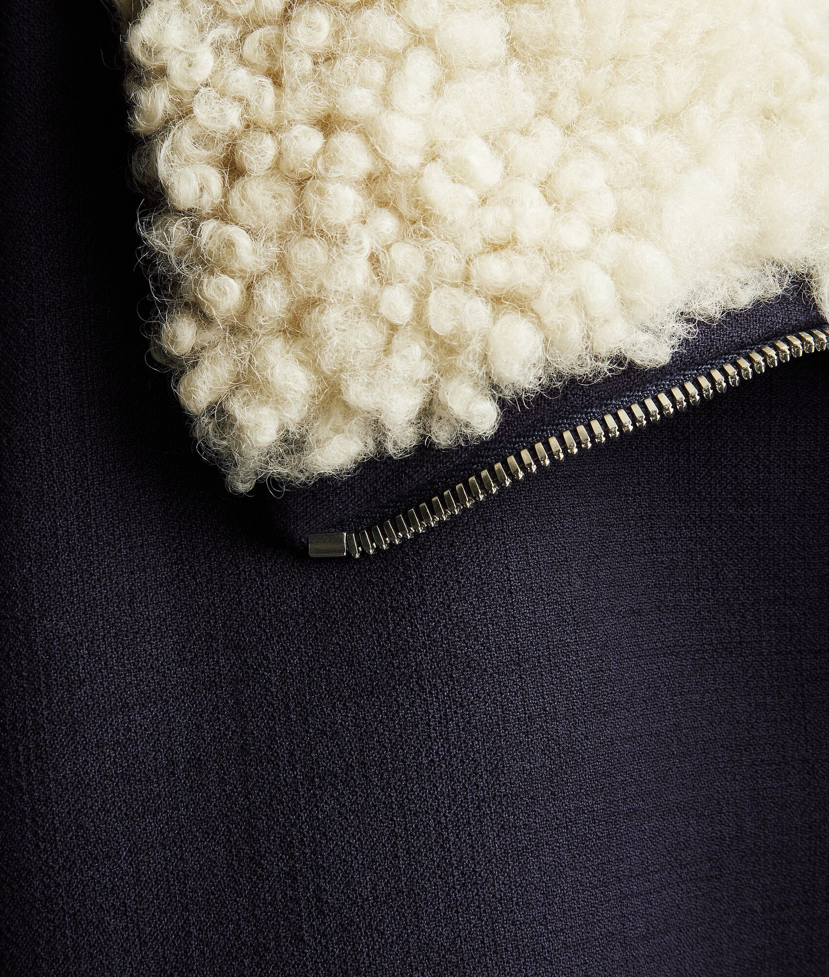 Shearling Collar Cotton Blend Jacket - 5