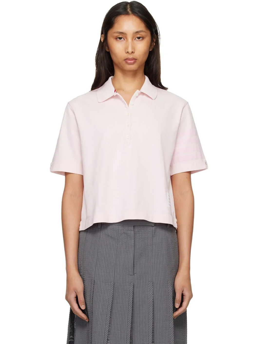 Pink Overdyed 4-Bar Jersey Polo - 1
