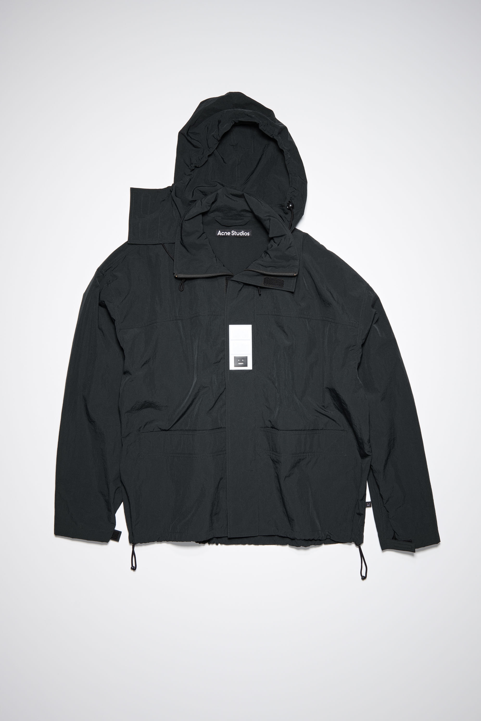 Nylon hooded jacket - Black - 1