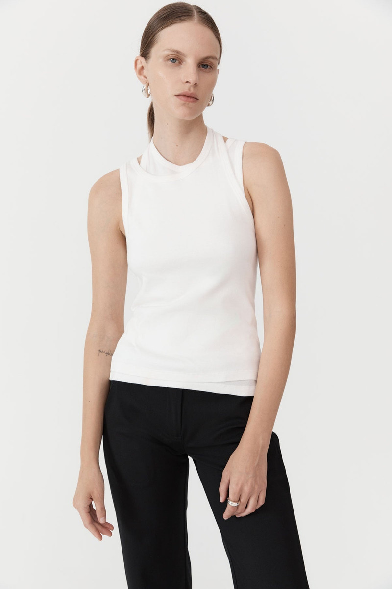 Organic Cotton Layered Tank - White 2