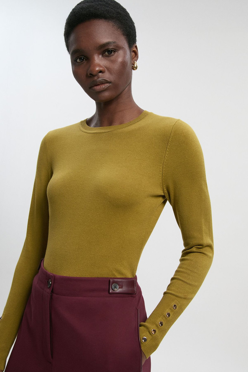 Viscose Blend Knitted Crew Neck Jumper 1