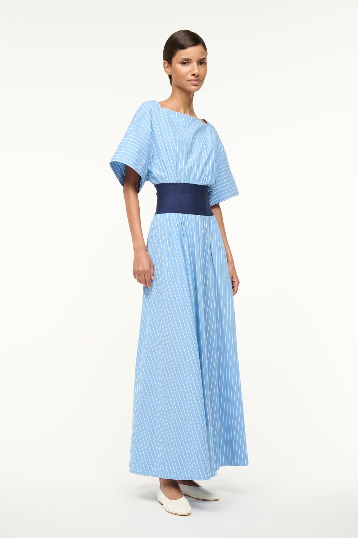 STAUD AMY DRESS AZURE PINSTRIPE - 5